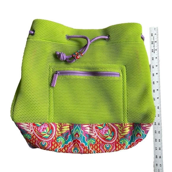 VERA BRADLEY Citrine Paisley in Paradise Mesh Drawstring Backpack Lined - Picture 2 of 9
